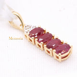 Natural Ruby Gemstone With Diamond Pendant 14k Yellow Gold