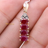 Natural Ruby Gemstone With Diamond Pendant 14k Yellow Gold