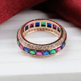 925 Sterling Silver Multi Gemstone Eternity Ring Handmade Elegant Rainbow Stacking Ring