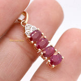 Natural Ruby Gemstone With Diamond Pendant 14k Yellow Gold