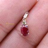 Natural Ruby Gemstone With Diamond Pendant 14k Yellow Gold