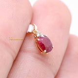 Natural Ruby Gemstone With Diamond Pendant 14k Yellow Gold