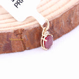 Natural Ruby Gemstone With Diamond Pendant 14k Yellow Gold