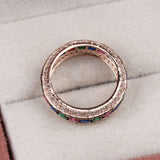 925 Sterling Silver Multi Gemstone Eternity Ring Handmade Elegant Rainbow Stacking Ring