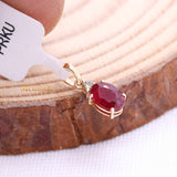 Natural Ruby Gemstone With Diamond Pendant 14k Yellow Gold