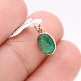 14k Yellow Gold Natural Emerald Gemstone Pendant