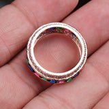925 Sterling Silver Multi Gemstone Eternity Ring Handmade Elegant Rainbow Stacking Ring