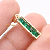 Natural Emerald Gemstone With Diamond Pendant 14k Yellow Gold Jewelry