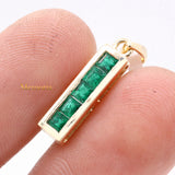 Natural Emerald Gemstone With Diamond Pendant 14k Yellow Gold Jewelry