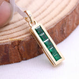 Natural Emerald Gemstone With Diamond Pendant 14k Yellow Gold Jewelry