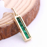 Natural Emerald Gemstone With Diamond Pendant 14k Yellow Gold Jewelry