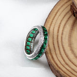 925 Sterling Silver Emerald and CZ Eternity Band Ring Handmade Stackable Statement Ring
