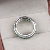 925 Sterling Silver Emerald and CZ Eternity Band Ring Handmade Stackable Statement Ring