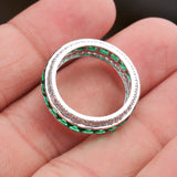 925 Sterling Silver Emerald and CZ Eternity Band Ring Handmade Stackable Statement Ring