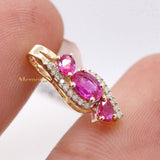 Designer Natural Ruby Gemstone With Diamond Pendant 14k Yellow Gold