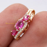 Designer Natural Ruby Gemstone With Diamond Pendant 14k Yellow Gold