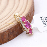 Designer Natural Ruby Gemstone With Diamond Pendant 14k Yellow Gold