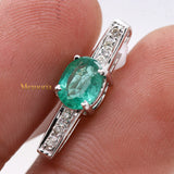 Natural Emerald Gemstone With Diamond Pendant 18k White Gold Jewelry