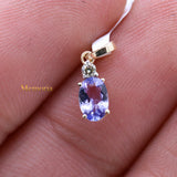 Natural Tanzanite Gemstone With Diamond Pendant 14k Yellow Gold