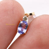 Natural Tanzanite Gemstone With Diamond Pendant 14k Yellow Gold