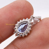 Natural Tanzanite Gemstone With Diamond Pendant 18k White Gold