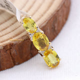 Natural Yellow Sapphire Gemstone With Diamond Pendant 14k Yellow Gold