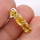 Natural Yellow Sapphire Gemstone With Diamond Pendant 14k Yellow Gold