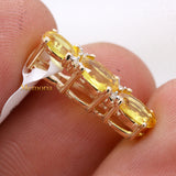 Natural Yellow Sapphire Gemstone With Diamond Pendant 14k Yellow Gold