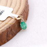 Natural Emerald Gemstone With Diamond Pendant 14k Yellow Gold Jewelry