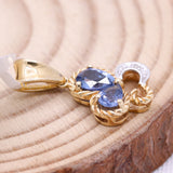 Blue Sapphire Gemstone With Diamond Butterfly Twisted Pendant 14k Yellow Gold