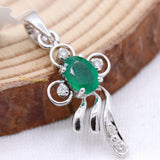 Designer Natural Emerald Gemstone With Diamond Unique Pendant 18k White Gold Jewelry