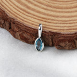 Natural Blue Topaz Pendant 925 Sterling Silver Minimal Teardrop Gemstone Necklace Charm