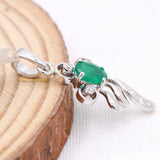 Designer Natural Emerald Gemstone With Diamond Unique Pendant 18k White Gold Jewelry