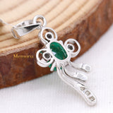 Designer Natural Emerald Gemstone With Diamond Unique Pendant 18k White Gold Jewelry