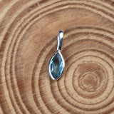 Natural Blue Topaz Pendant 925 Sterling Silver Minimal Teardrop Gemstone Necklace Charm