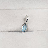 Natural Blue Topaz Pendant 925 Sterling Silver Minimal Teardrop Gemstone Necklace Charm
