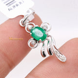 Designer Natural Emerald Gemstone With Diamond Unique Pendant 18k White Gold Jewelry