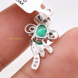 Designer Natural Emerald Gemstone With Diamond Unique Pendant 18k White Gold Jewelry