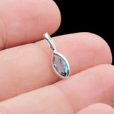 Natural Blue Topaz Pendant 925 Sterling Silver Minimal Teardrop Gemstone Necklace Charm