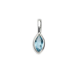 Natural Blue Topaz Pendant 925 Sterling Silver Minimal Teardrop Gemstone Necklace Charm