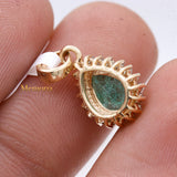 Natural Emerald Gemstone With Diamond Pendant 14k Yellow Gold Jewelry