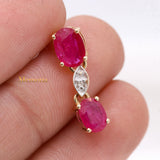 Natural Ruby Gemstone With Diamond Pendant 14k Yellow Gold