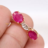 Natural Ruby Gemstone With Diamond Pendant 14k Yellow Gold