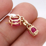 Natural Ruby Gemstone With Diamond Pendant 14k Yellow Gold