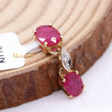 Natural Ruby Gemstone With Diamond Pendant 14k Yellow Gold