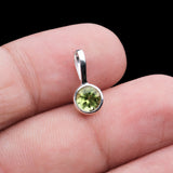 925 Sterling Silver Natural Peridot Pendant Handmade Minimal Gemstone Pendant