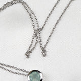 Elegant Aqua Chalcedony Bezel Pendant Necklace 925 Sterling Silver Minimal Jewelry