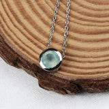 Elegant Aqua Chalcedony Bezel Pendant Necklace 925 Sterling Silver Minimal Jewelry