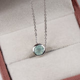 Elegant Aqua Chalcedony Bezel Pendant Necklace 925 Sterling Silver Minimal Jewelry