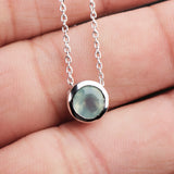 Elegant Aqua Chalcedony Bezel Pendant Necklace 925 Sterling Silver Minimal Jewelry